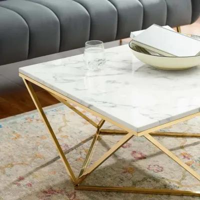 Vertex Gold Metal Stainless Steel Coffee Table