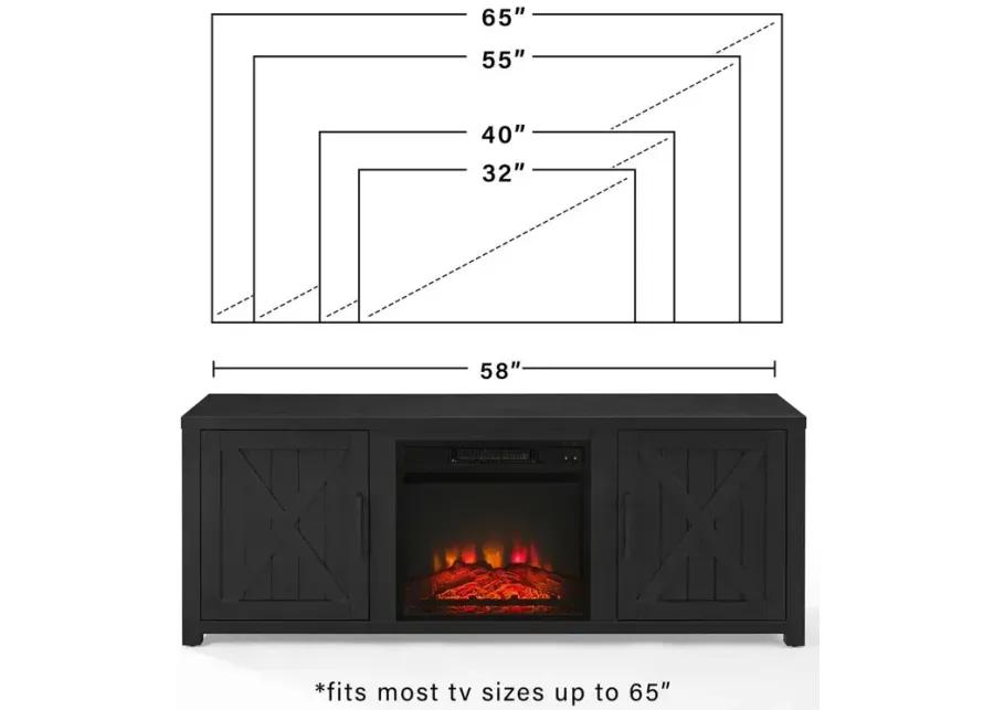 Gordon 58" Low Profile Tv Stand W/Fireplace Black