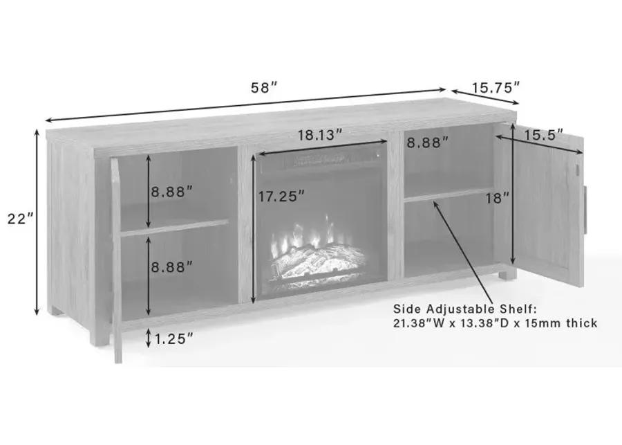 Gordon 58" Low Profile Tv Stand W/Fireplace Black