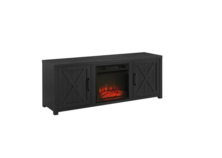 Gordon 58" Low Profile Tv Stand W/Fireplace Black