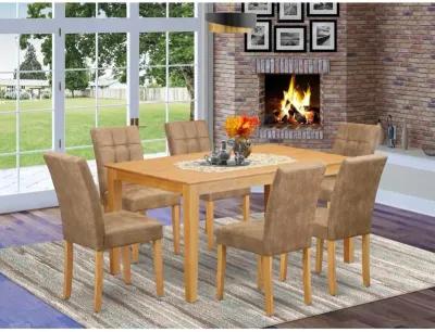 7 Piece Dining Room Table Set consists A Mid Century Modern Dining Table