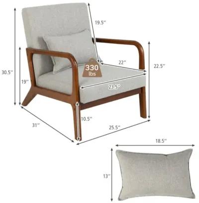 Hivvago Modern Accent Chair with Rubber Wood Frame and Lumbar Pillow