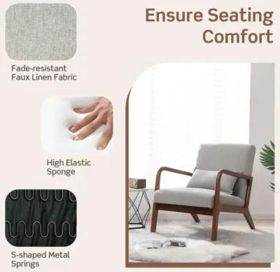 Hivvago Modern Accent Chair with Rubber Wood Frame and Lumbar Pillow