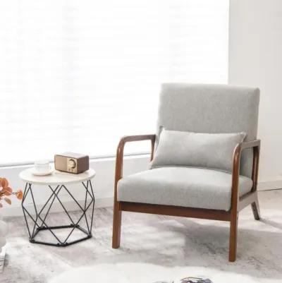 Hivvago Modern Accent Chair with Rubber Wood Frame and Lumbar Pillow