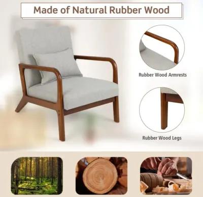 Hivvago Modern Accent Chair with Rubber Wood Frame and Lumbar Pillow