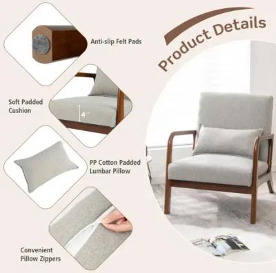 Hivvago Modern Accent Chair with Rubber Wood Frame and Lumbar Pillow