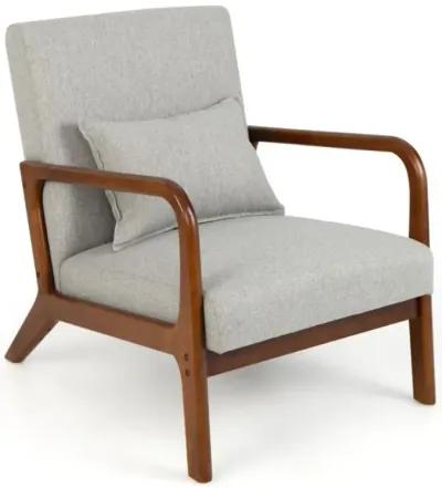 Hivvago Modern Accent Chair with Rubber Wood Frame and Lumbar Pillow