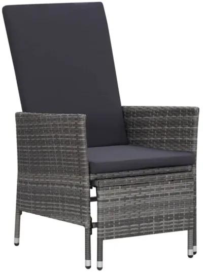 vidaXL Reclining Garden Chair with Cushions Poly Rattan Gray