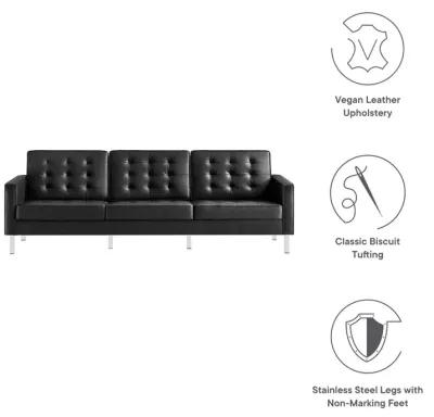 Loft Tufted Vegan Leather Sofa