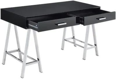 Coleen Desk, Black High Gloss & Chrome 92227