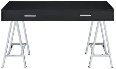 Coleen Desk, Black High Gloss & Chrome 92227