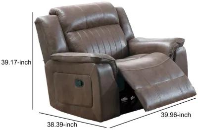 Fabric Manual Recliner Chair with Pillow Top Arms, Brown-Benzara