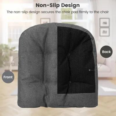 4 Pack 17.5 x 17 Inch U-Shaped Chair Pads with Polyester Cover-Grey