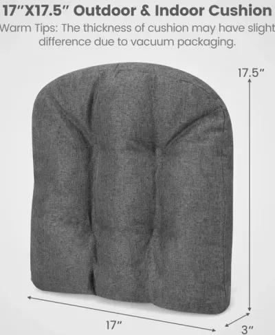 4 Pack 17.5 x 17 Inch U-Shaped Chair Pads with Polyester Cover-Grey