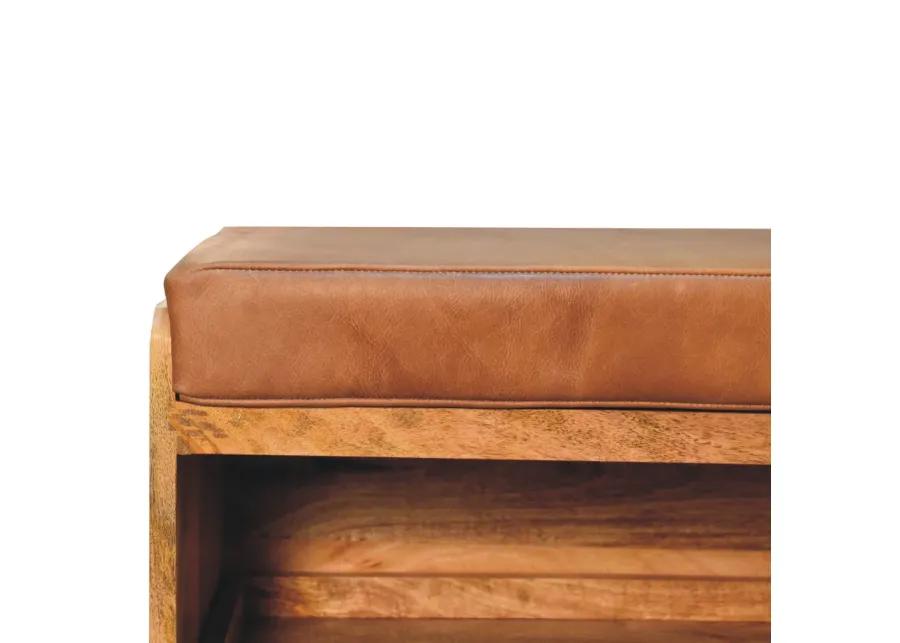 Artisan Furniture Buffalo Hide Pull out Oak-ish  Solid Wood Shoe Storage Bench