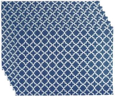 Set of 6 Nautical Blue and White Rectangular Lattice Placemats 19"