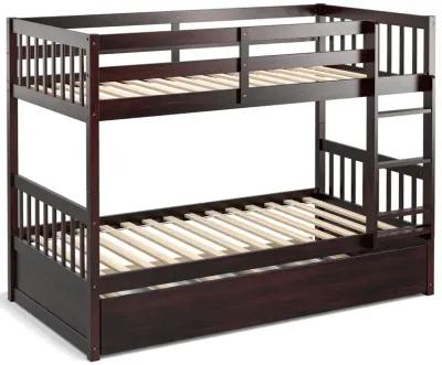 Twin Over Twin Bunk Bed with Pull-out Trundle and Ladder