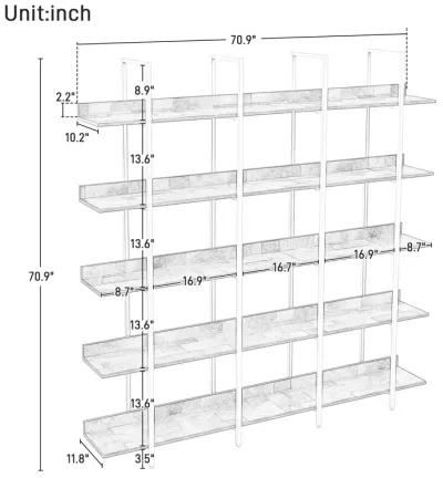 Merax Industrial Bookcase Home Office Open Bookshelf