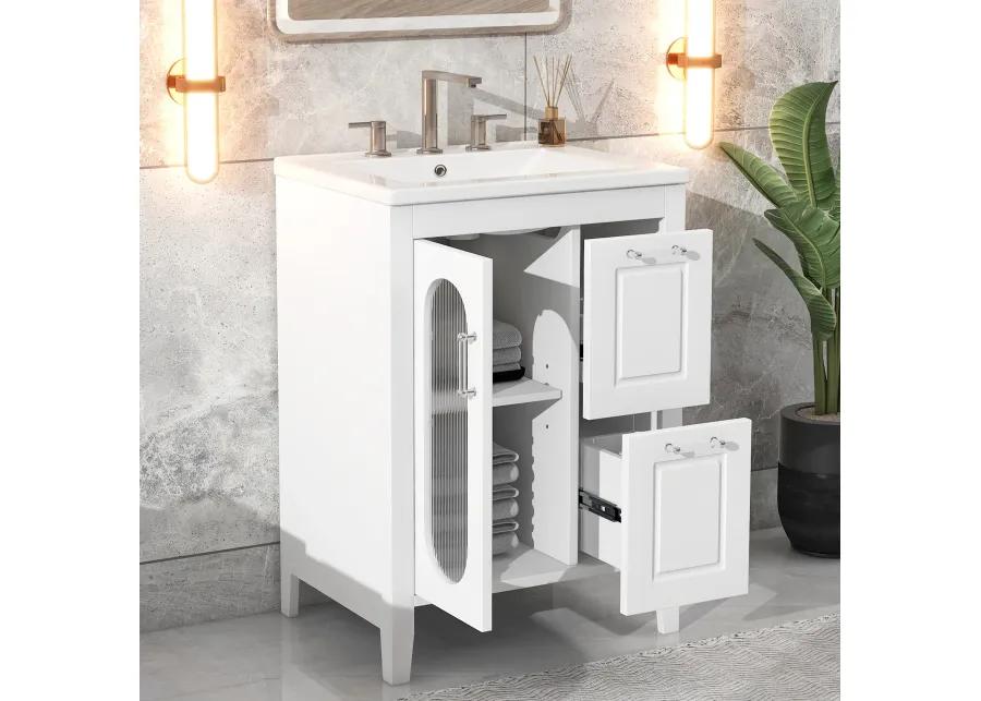 Merax  Painted Freestanding Bathroom Cabinet Vanity with Sink