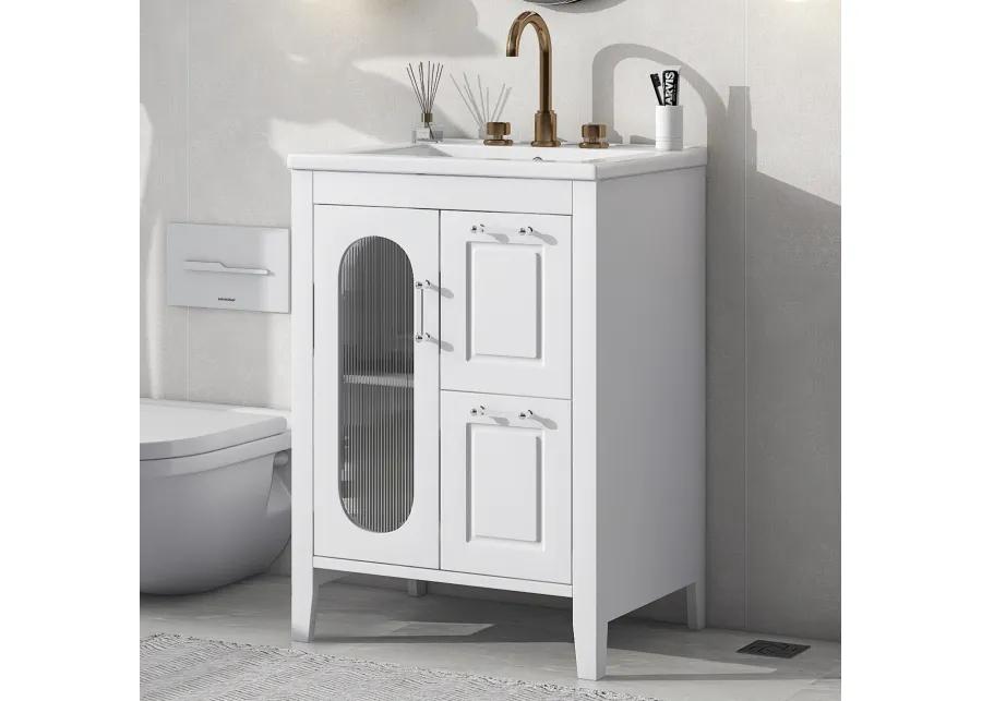 Merax  Painted Freestanding Bathroom Cabinet Vanity with Sink