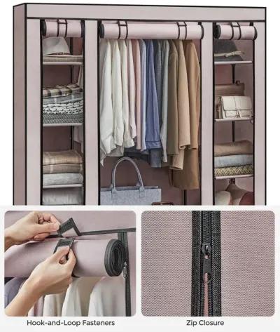 Portable Clothes Storage Solution with Shelves & Hanging Rail