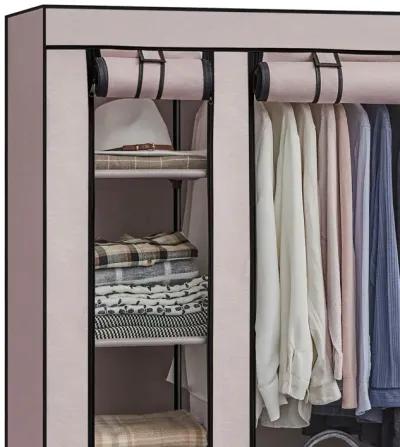 Portable Clothes Storage Solution with Shelves & Hanging Rail