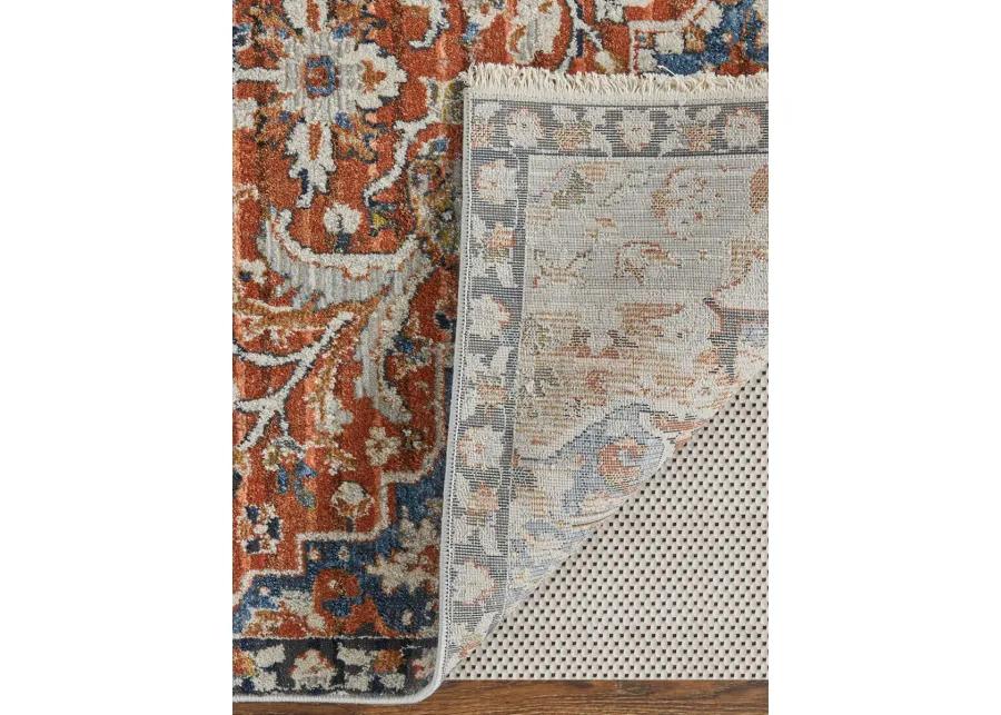 Kaia 39HXF 2'6" x 12' Orange/Ivory/Blue Runner