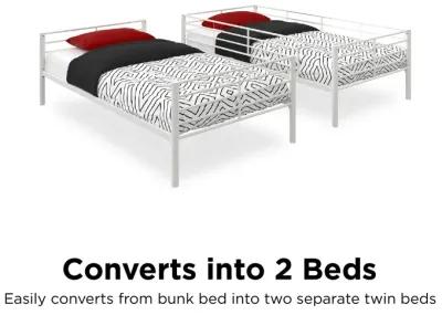 Daysi Convertible Twin over Twin Metal Bunk Bed