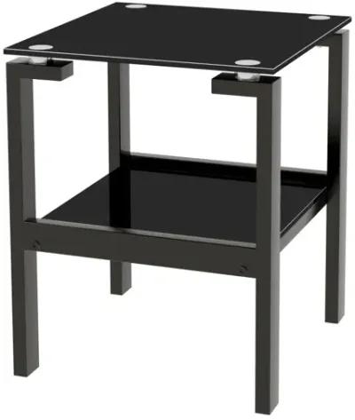 Black Glass Clear Side End Table, 2-Tier Space End Table, Corner Table