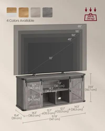 TV Stand for TVs up to 65 Inches, Farmhouse Entertainment Center with Sliding Barn Doors