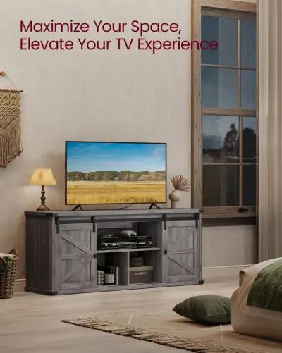 TV Stand for TVs up to 65 Inches, Farmhouse Entertainment Center with Sliding Barn Doors