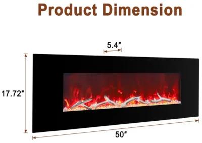 MONDAWE 50" Wall-Mounted Electric Fireplace 5120 BTU Heater with Bluetooth Speaker & Remote Control Adjustable Flame Color & Temperature Setting