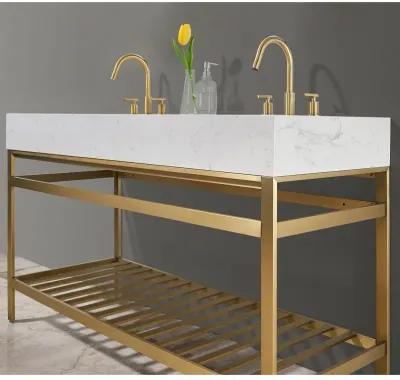 Altair 60 Double Stainless Steel Vanity Console in Brushed Gold without Mirror