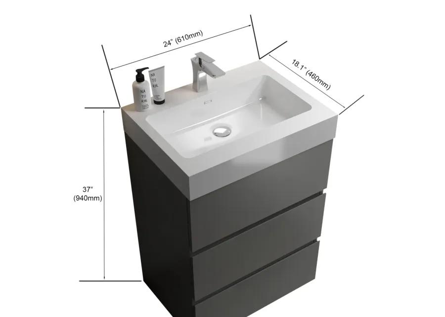 24" Gray Bathroom Vanity with Sink