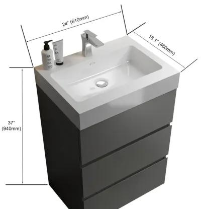 24" Gray Bathroom Vanity with Sink