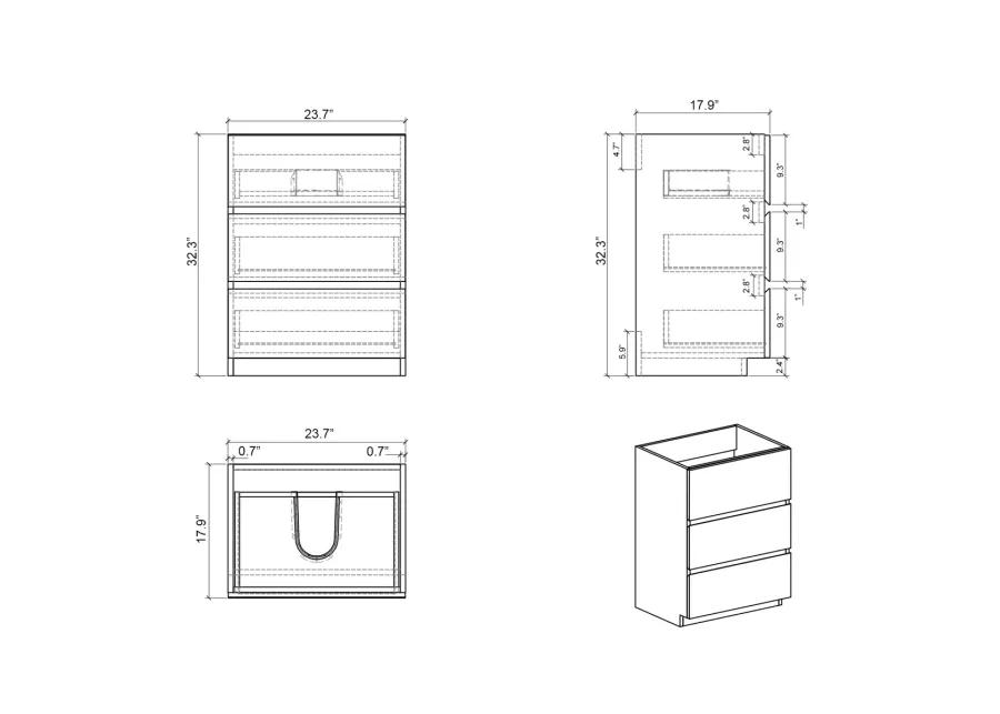 24" Gray Bathroom Vanity with Sink