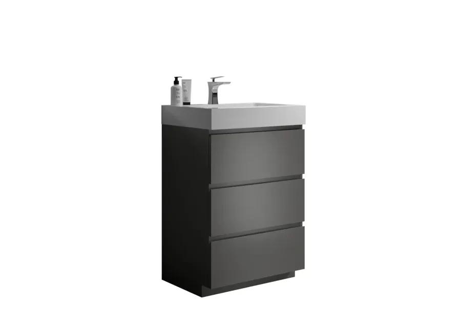 24" Gray Bathroom Vanity with Sink