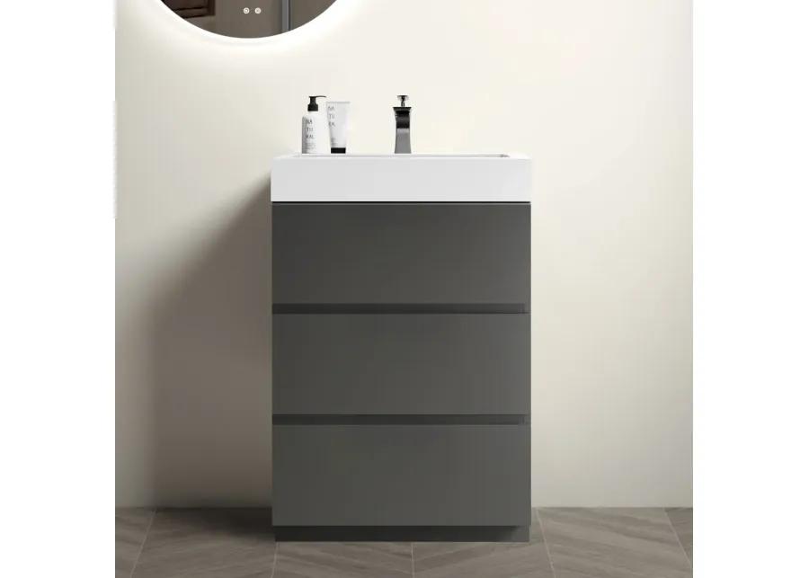 24" Gray Bathroom Vanity with Sink