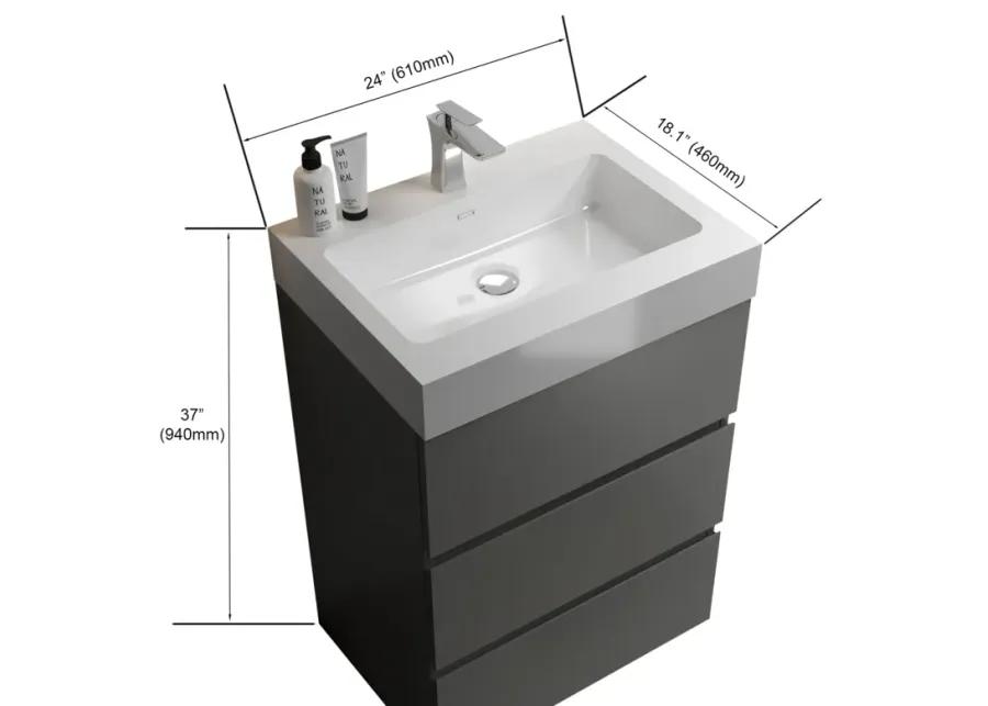 24" Gray Bathroom Vanity with Sink