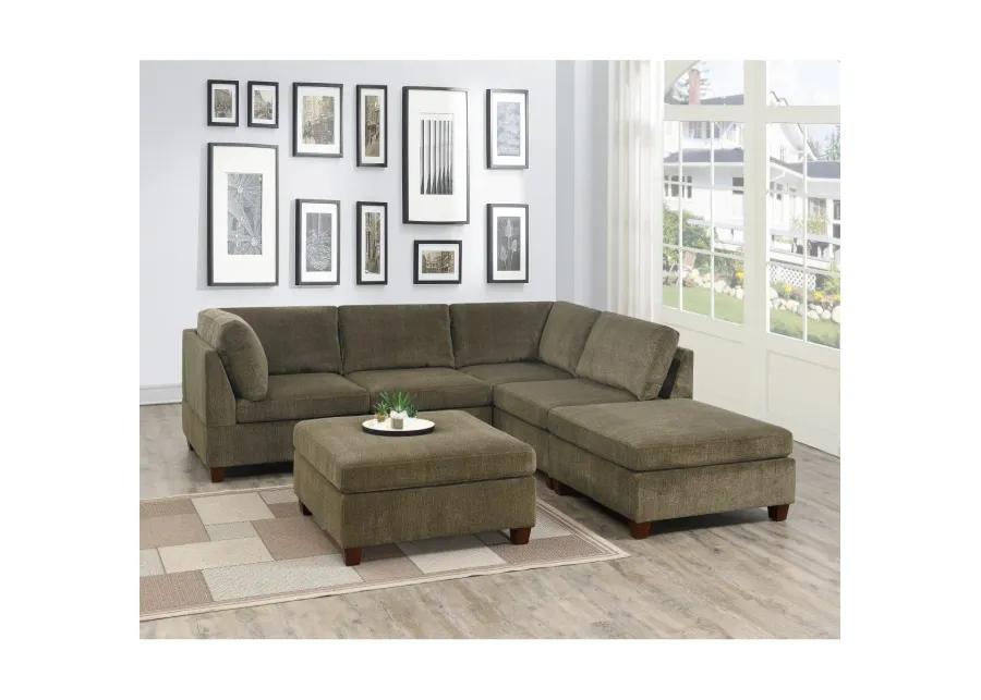 Contemporary 1 Piece Armless Chair Tan Color Chenille Fabric Modular Corner Wedge Sofa