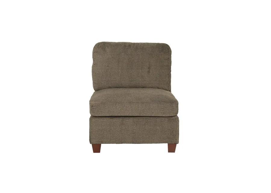 Contemporary 1 Piece Armless Chair Tan Color Chenille Fabric Modular Corner Wedge Sofa