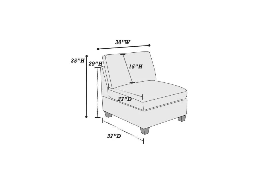 Contemporary 1 Piece Armless Chair Tan Color Chenille Fabric Modular Corner Wedge Sofa