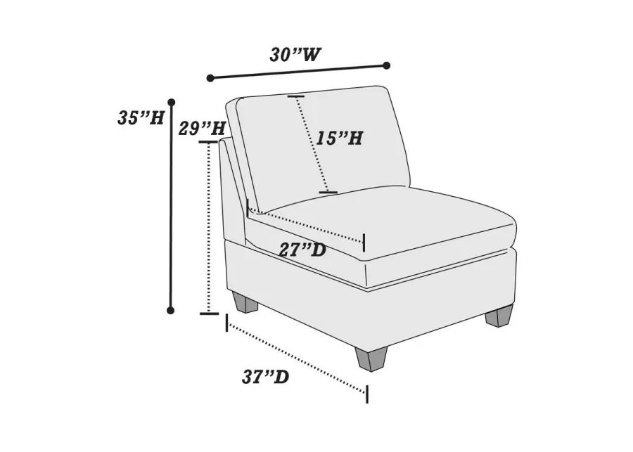 Contemporary 1 Piece Armless Chair Tan Color Chenille Fabric Modular Corner Wedge Sofa