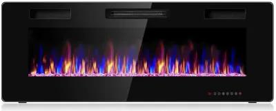 50 Inch Recessed Ultra Thin Electric Fireplace with Timer