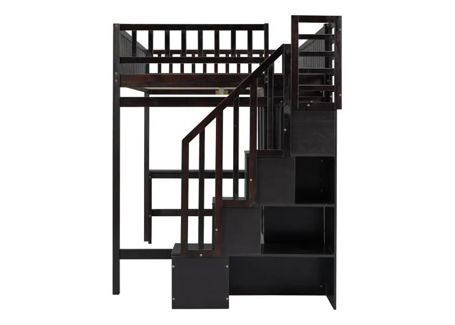 Merax Loft Bed with Desk and Wardrobe