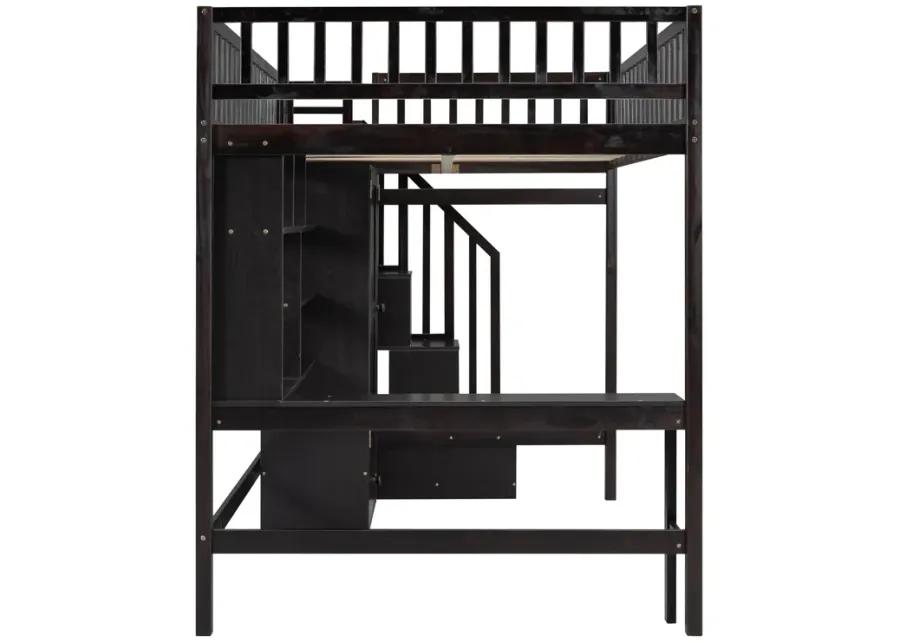 Merax Loft Bed with Desk and Wardrobe