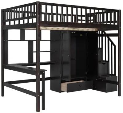 Merax Loft Bed with Desk and Wardrobe