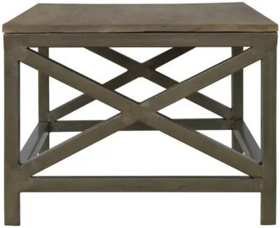 Industrial Coffee Table with Criss Cross Metal Design