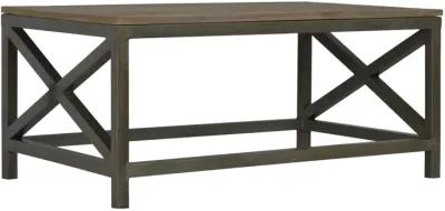 Industrial Coffee Table with Criss Cross Metal Design