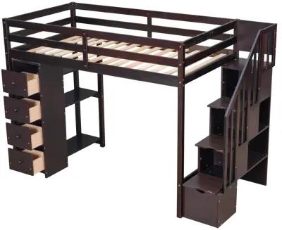 Merax Twin size Loft Bed with Storage Drawers and Stairs